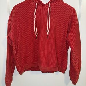 Aerie Red Ribbed Hoodie Sweater